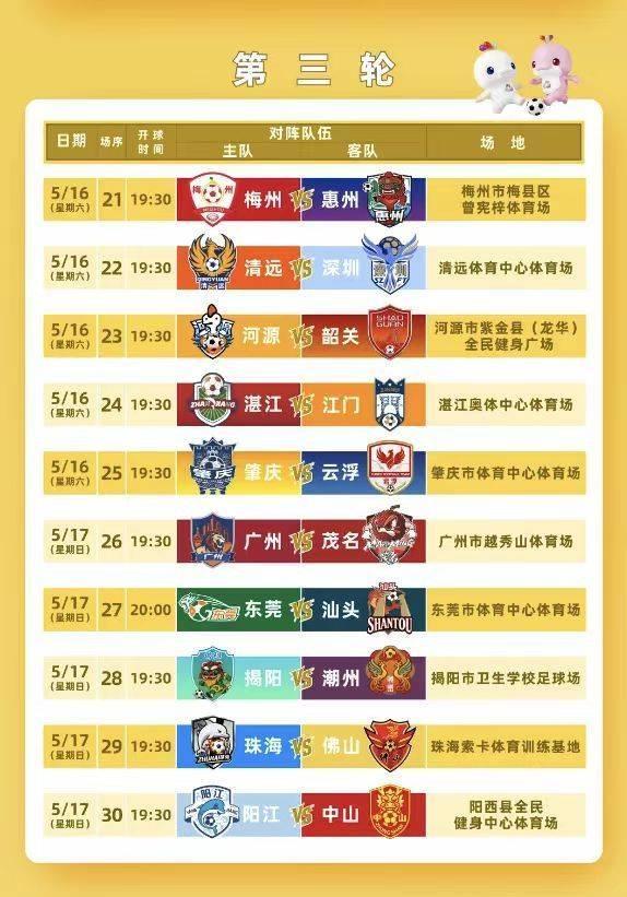 粤超第三轮球票今日14时开始预约,4场比赛开球时间有调整